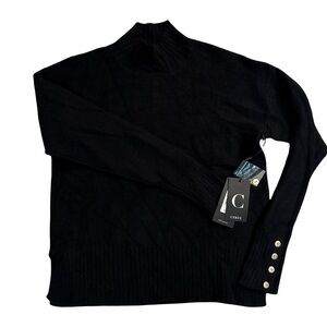 Cyrus Black Turtleneck Sweater With Buttons Minimalist Chic Classic Style S